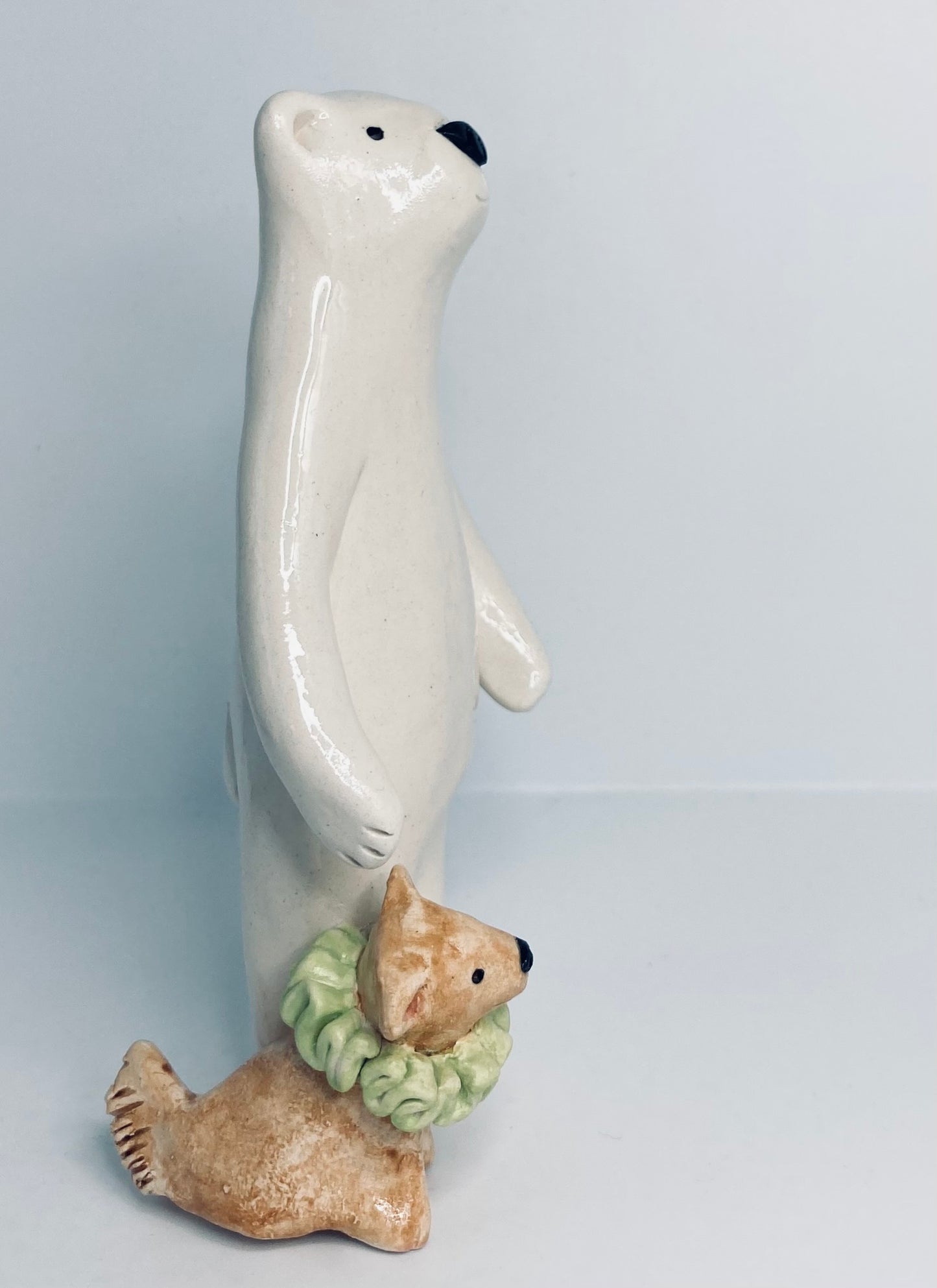 Polar Bear and Dog in a Ruff