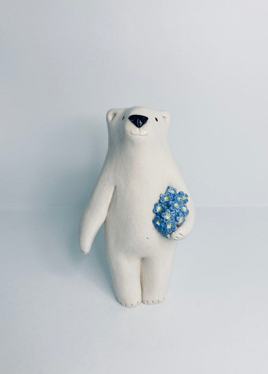 Polar Bear with Forget Me Nots