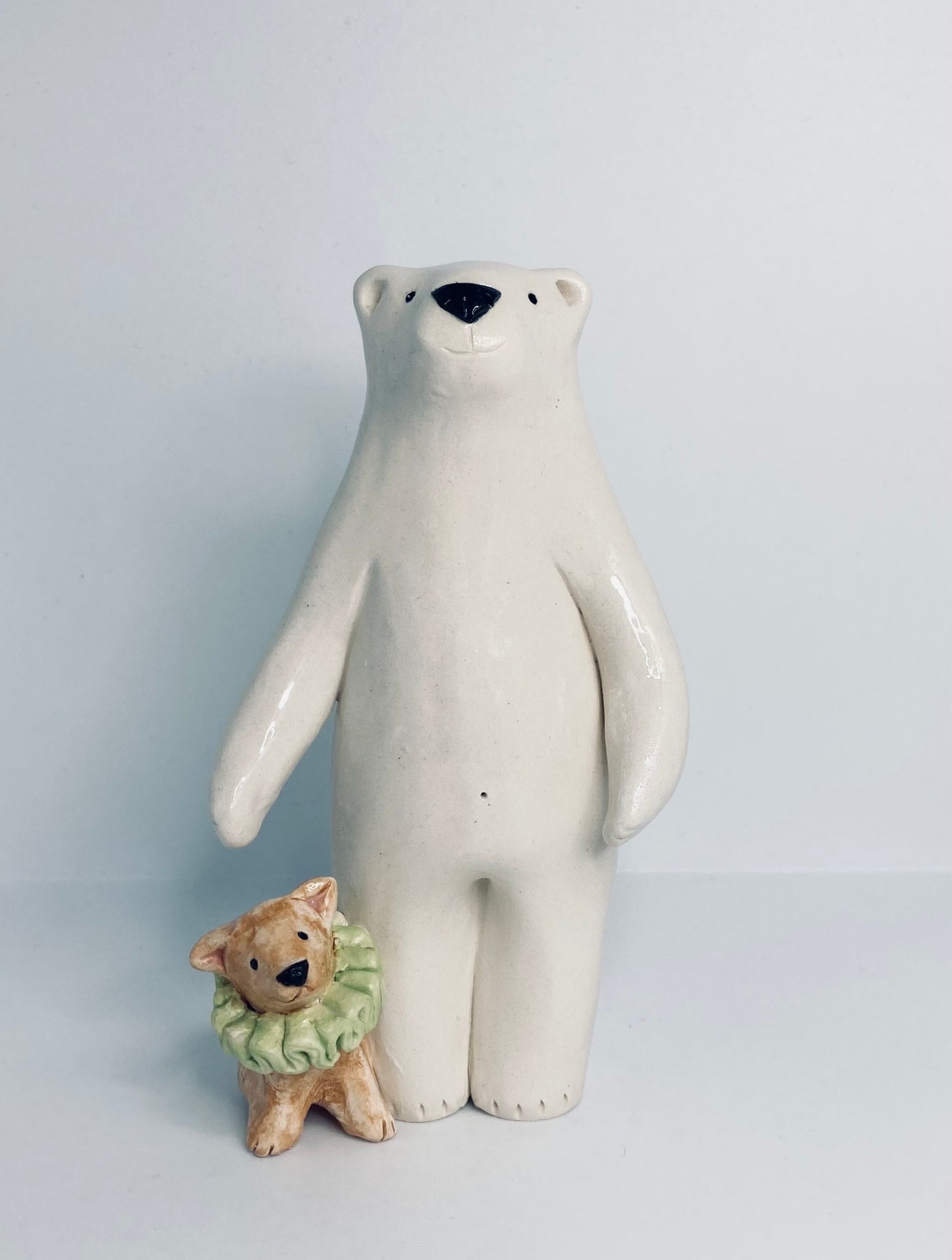 Polar Bear and Dog in a Ruff