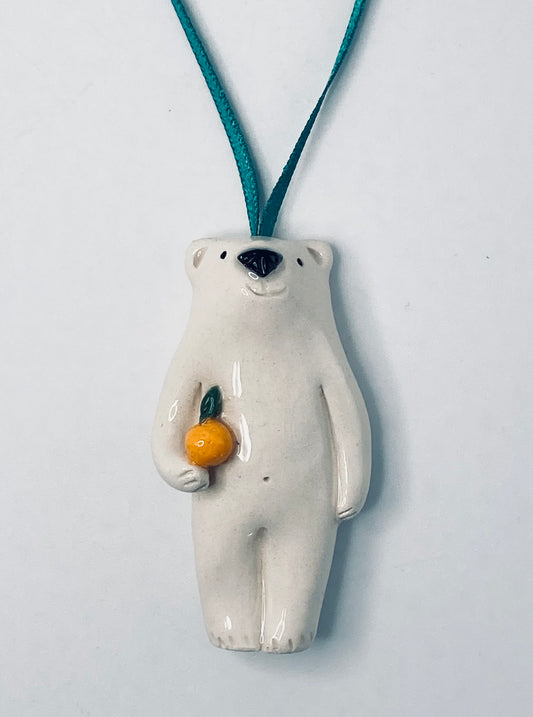 Polar Bear on ribbon with Orange