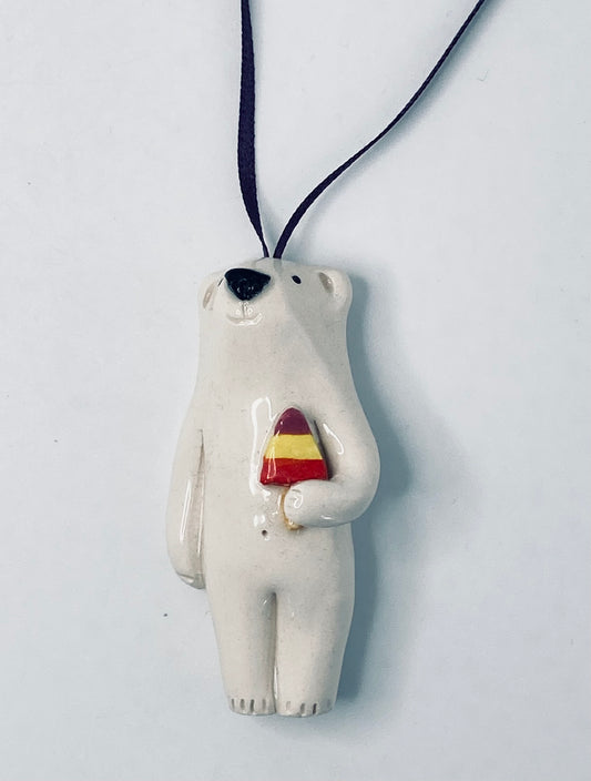 Polar Bear on ribbon with Zoom Lolly