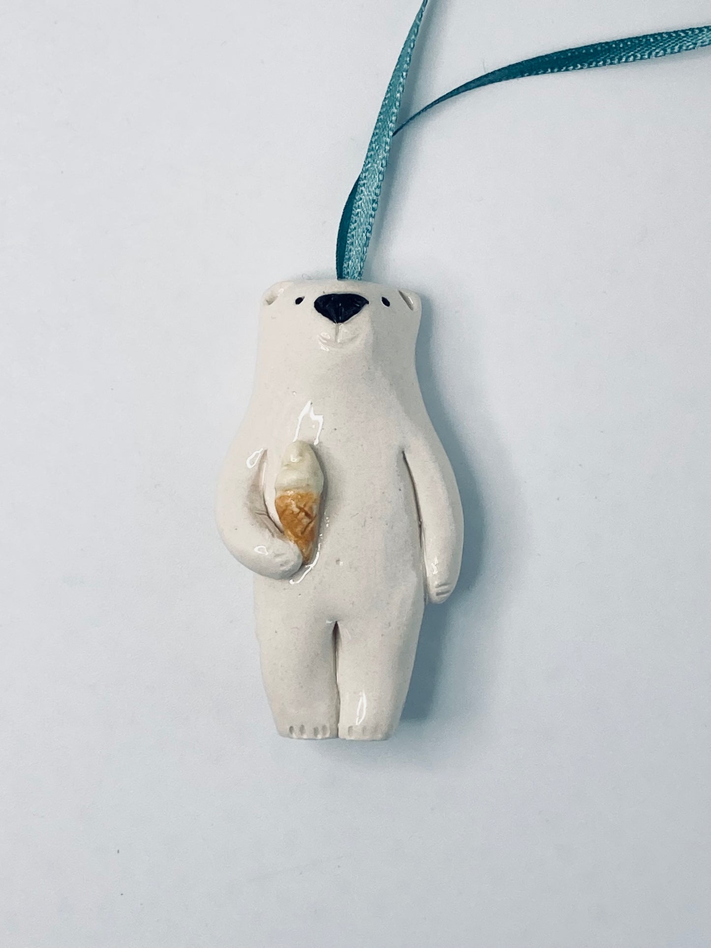 Polar Bear on ribbon with Vanilla Ice Cream