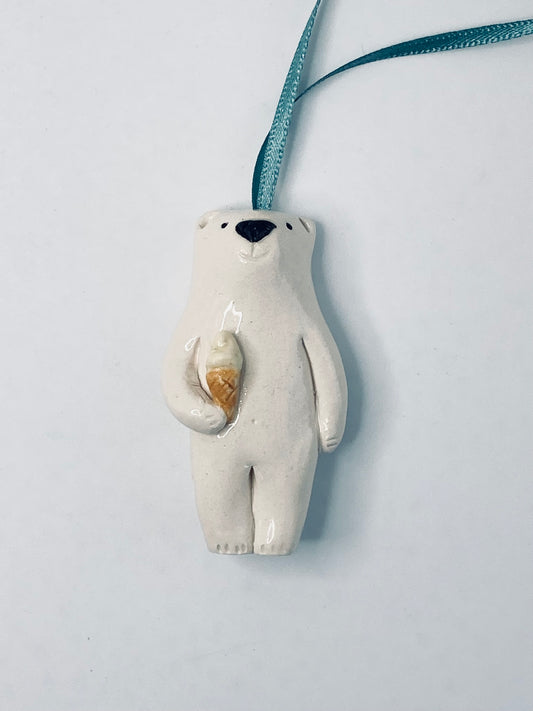 Polar Bear on ribbon with Vanilla Ice Cream