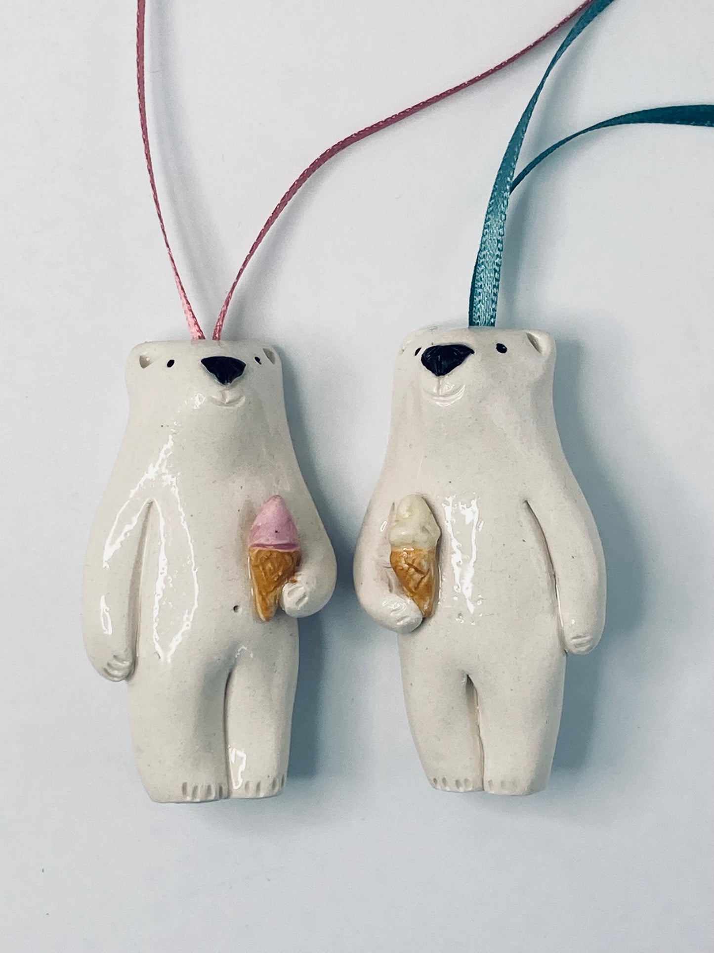 Polar Bear on ribbon with Vanilla Ice Cream