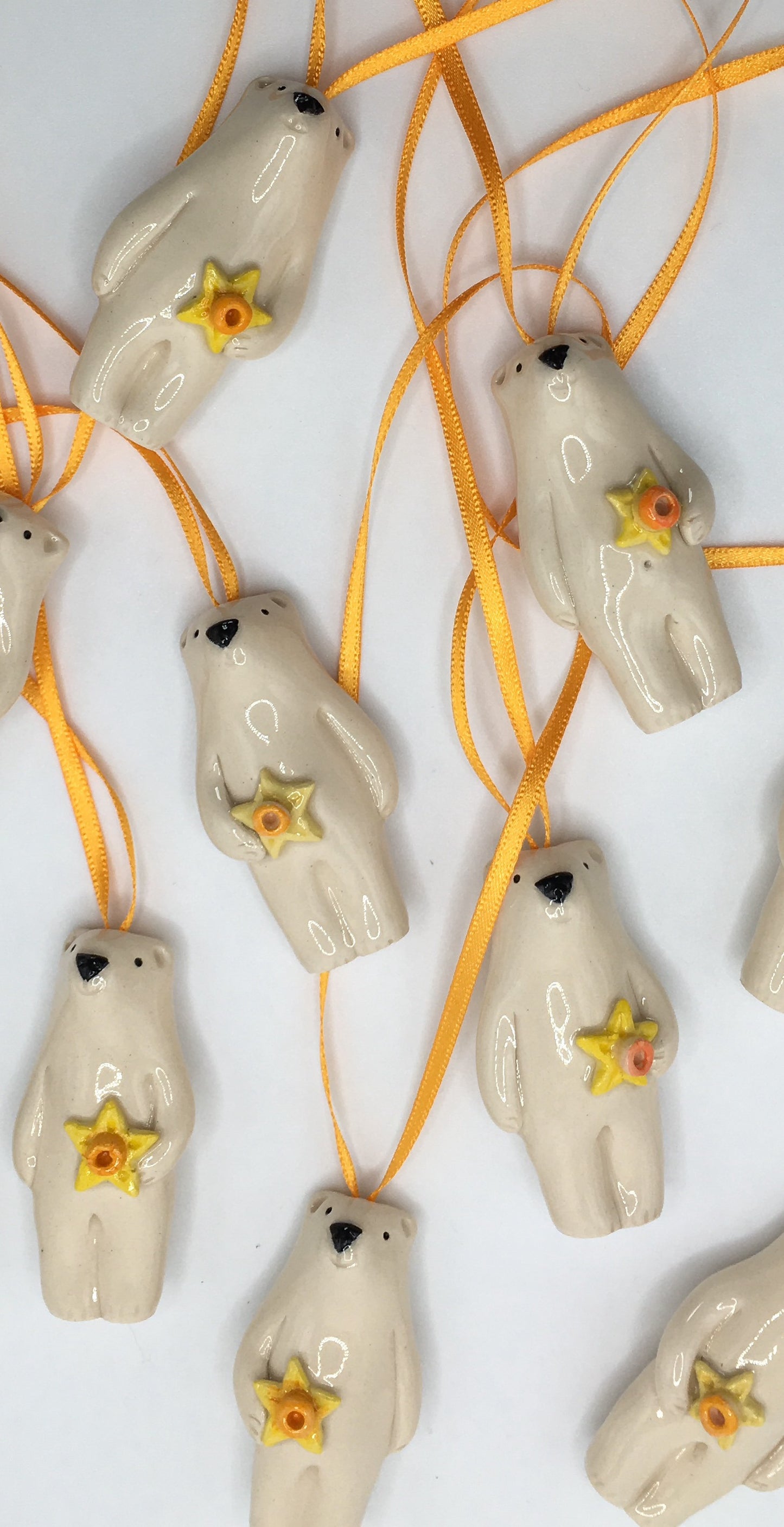 Polar Bear on ribbon with Daffodil