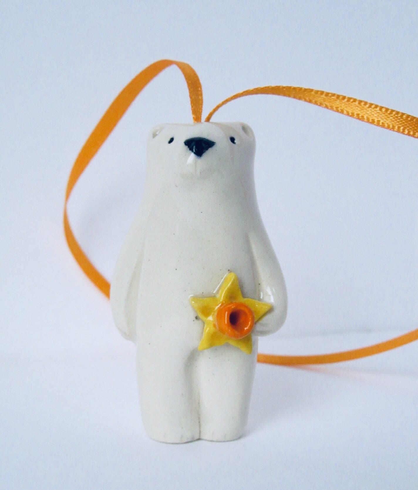 Polar Bear on ribbon with Daffodil
