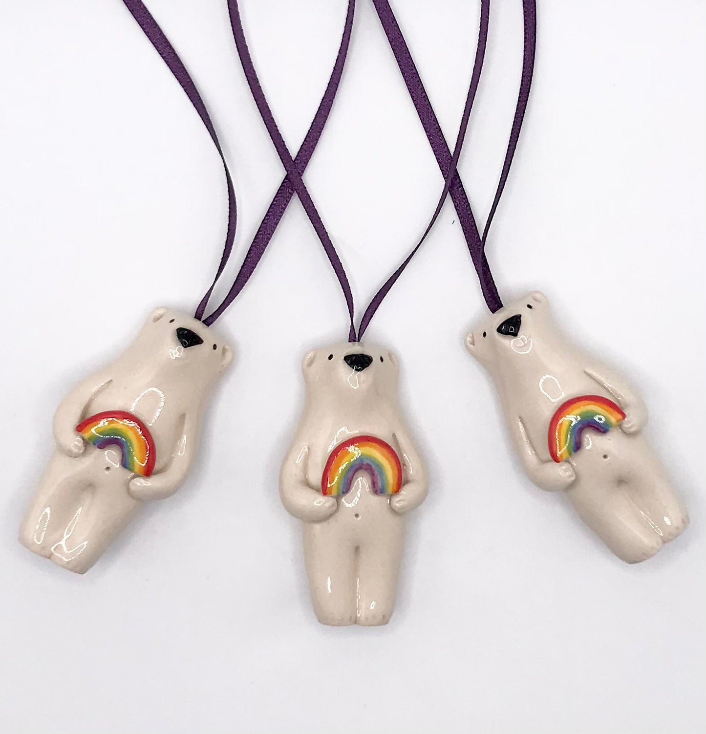 Polar Bear on Ribbon with Rainbow